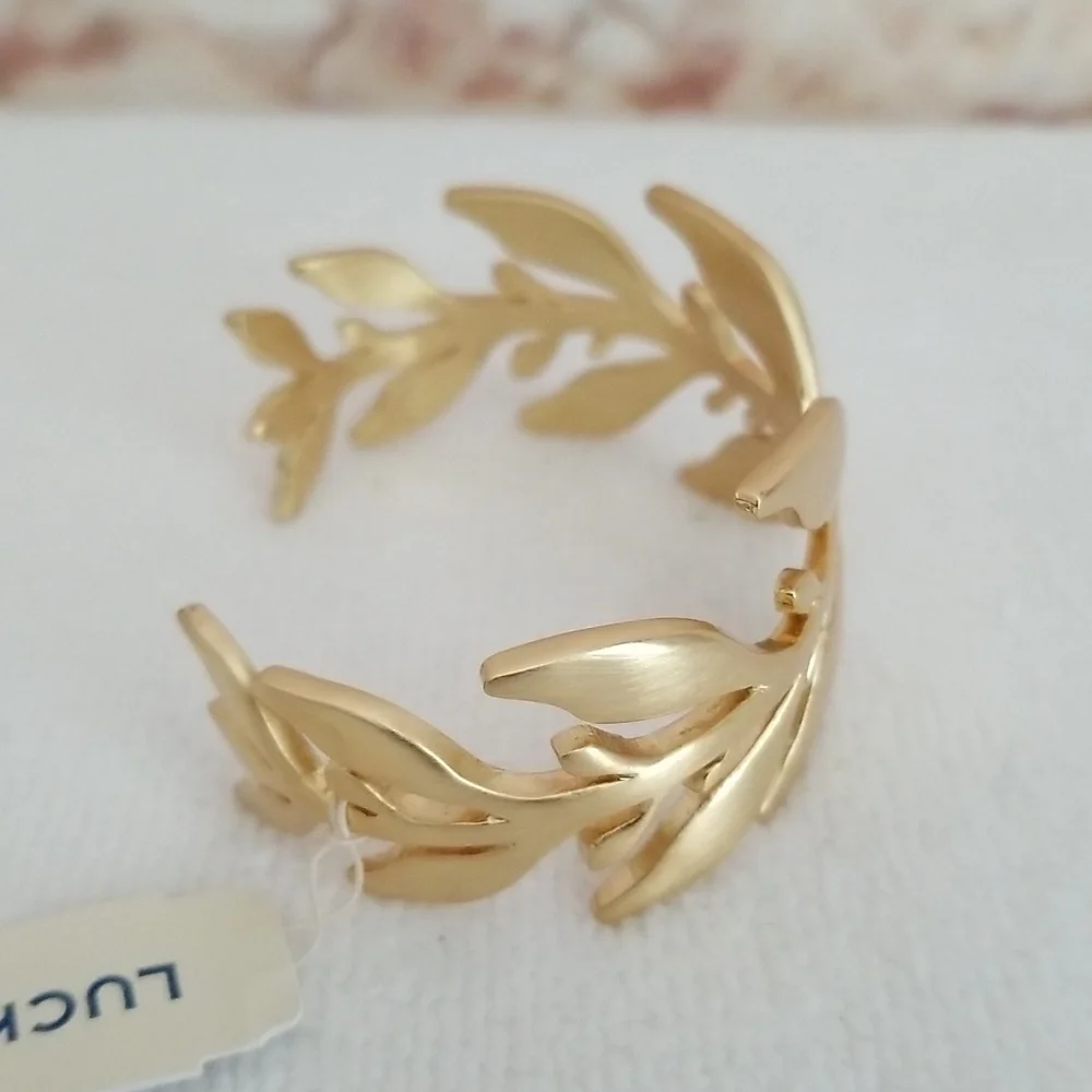 New Lucky Brand Organic Leaf Cuff Bracelet - Picture 4 of 7